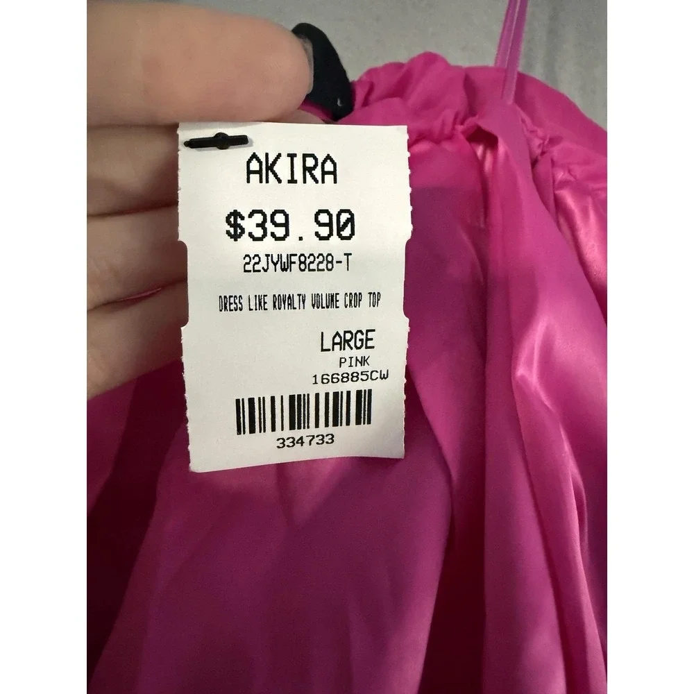 Akira Set Womens L Pink Satin Off Shoulder Volume Crop Top Maxi Skirt 2 Pc